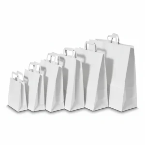 Χάρτινη Σακούλα Συσκευασίας Kraft Με Πλακέ Χεράκι Λευκή