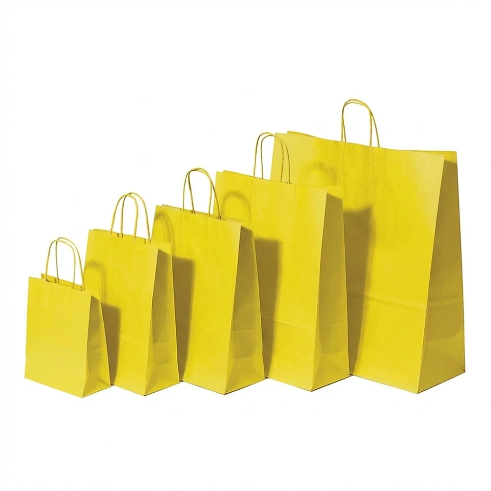 Χάρτινη Σακούλα Συσκευασίας Kraft Με Στριφτό Χεράκι Κίτρινη