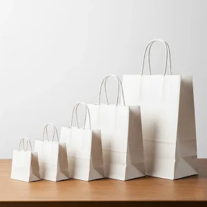 Χάρτινη Σακούλα Συσκευασίας Kraft Με Στριφτό Χεράκι Λευκή