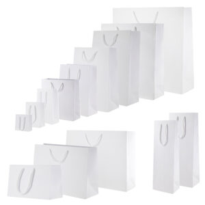 Χάρτινη Τσάντα Συσκευασίας Kraft Με Κορδόνι Ανακυκλωμένη Λευκή